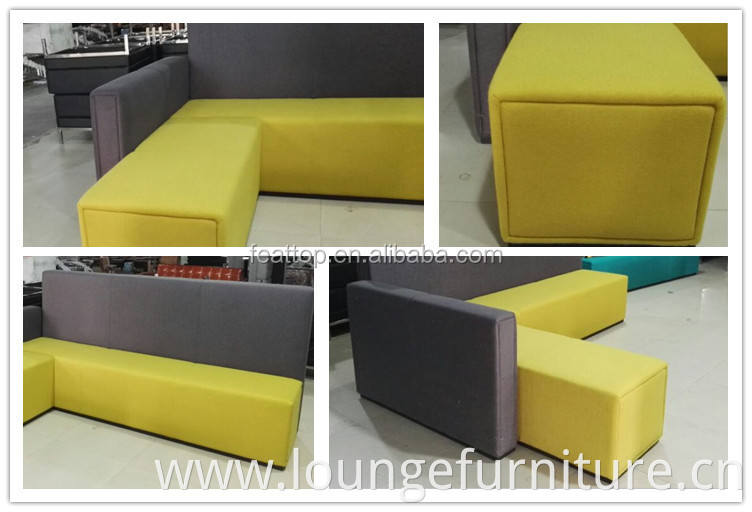 Modern design lounge furniture fabric L shape selection sofa for public area